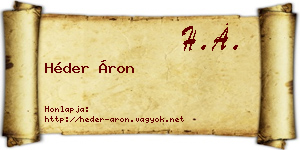 Héder Áron névjegykártya